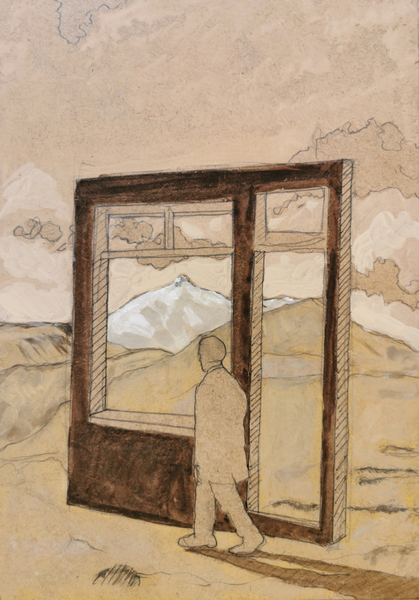 Vue du Mont Cantal 2 - 21x30 - tempera